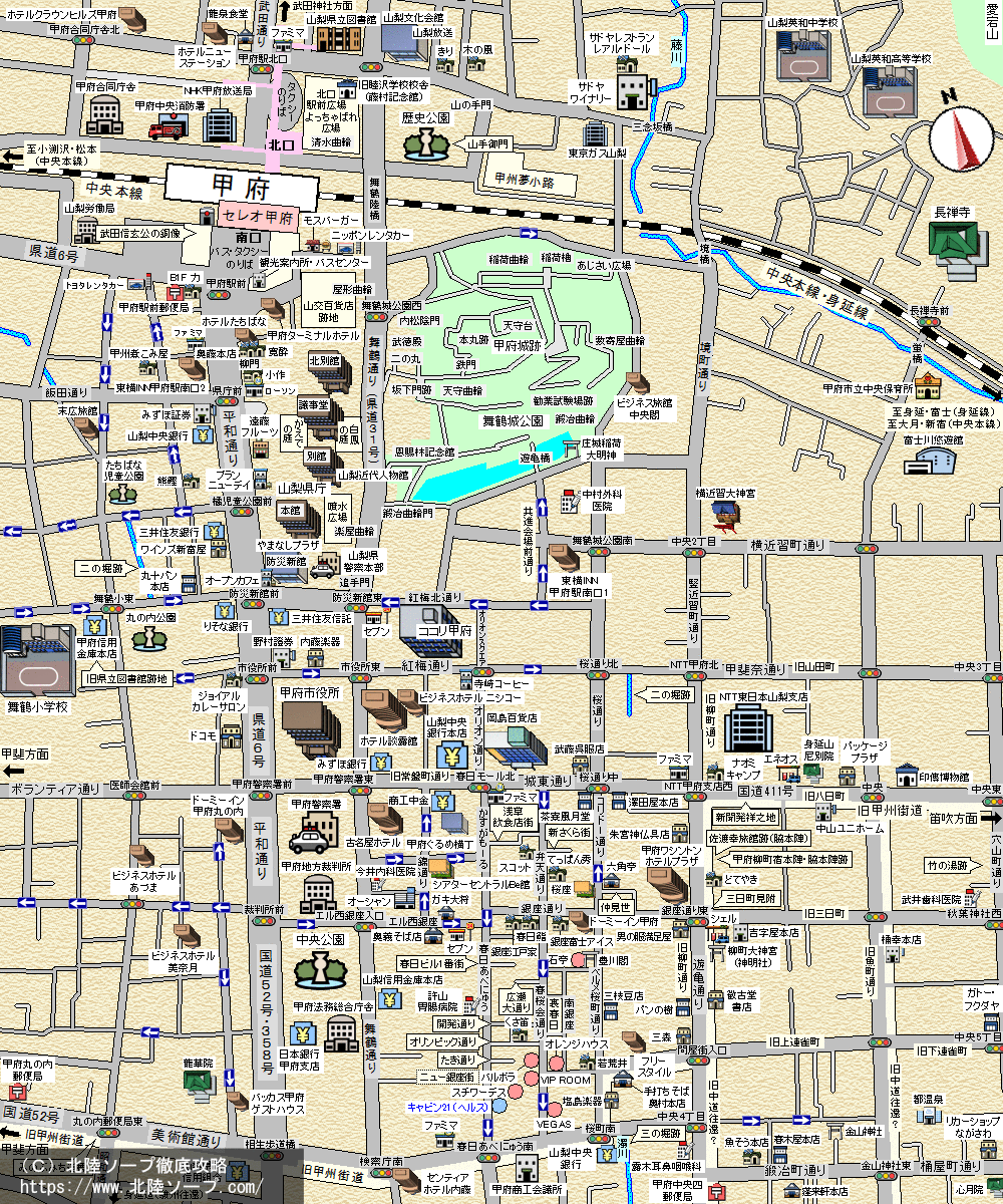 甲府ソープ街MAP