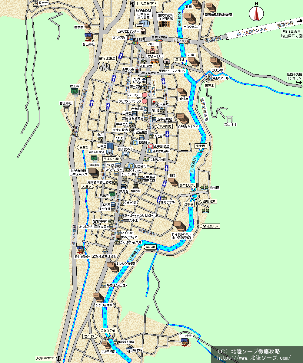 山中温泉ソープ街MAP